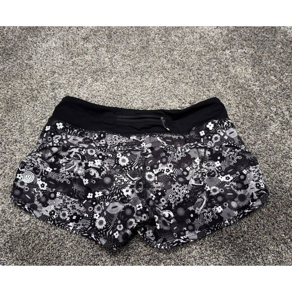 Lululemon Speed Short (SeaWheeze) Black White Size 6 EUC - Picture 2 of 5